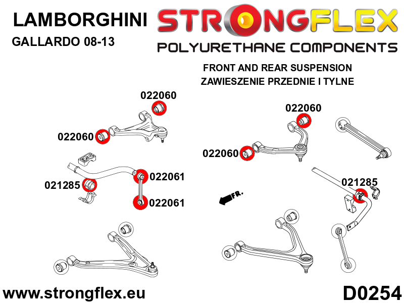 Schema montaj - Bucsa poliuretan Strongflex bara stabilizatoare fata SPORT - Audi A4 / S4 / RS4, A5 / S5 / RS5, R8 / Porsche Macan - 021285A