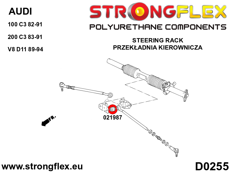 Schema montaj - Bucsa poliuretan Strongflex bieleta brat spate / bucsa bieleta de directie SPORT - Audi 100 / S4 - 021987A