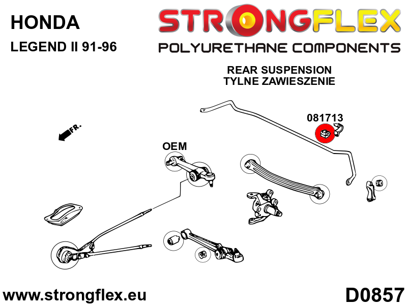 Schema montaj - Bucsa poliuretan Strongflex bara stabilizatoare fata / spate SPORT - Honda Prelude - 081713A