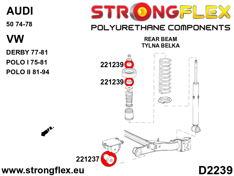 Schema montaj - Kit complet bucse poliuretan Strongflex pentru suspensie - Volkswagen Polo - 226061B