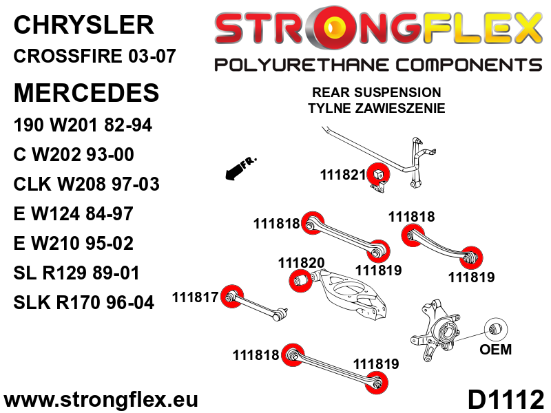 Kit bucse poliuretan Strongflex suspensie spate SPORT - Mercedes-Benz C-CLASS, Mercedes-Benz E-CLASS ... - 116226A