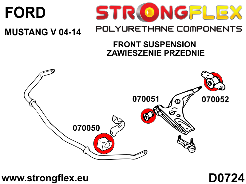 Kit bucse poliuretan Strongflex suspensie fata SPORT - Ford Mustang - 076176A
