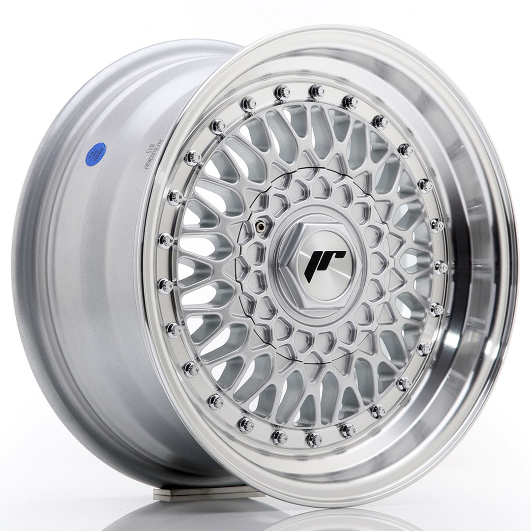 Jante Japan Racing JR9 R15 7J ET20 Argintiu cu Buze CNC si Nituri - PCD Configurabil