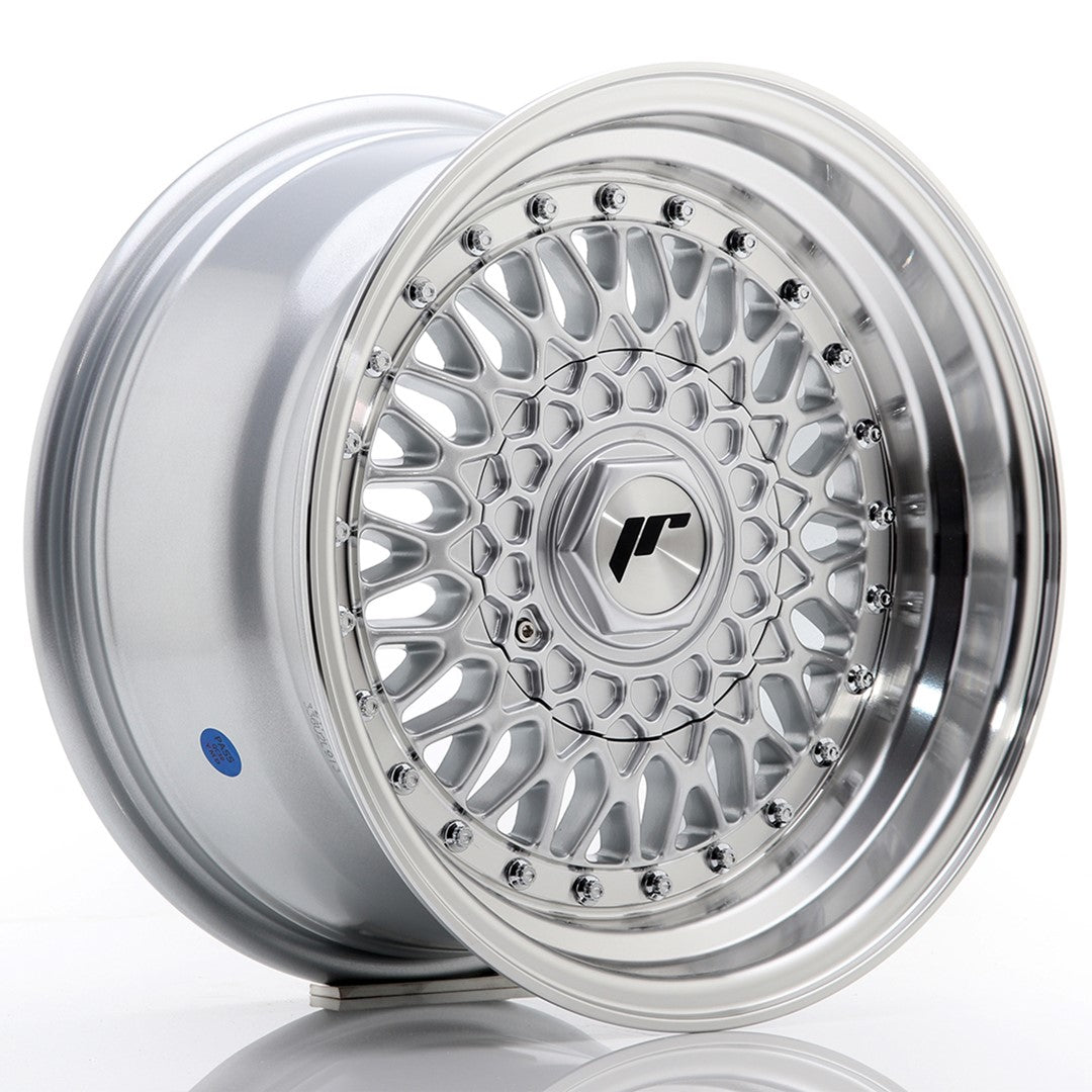 Jante Japan Racing JR9 R15 8J ET20 Argintiu cu Buze CNC si Nituri - PCD Configurabil