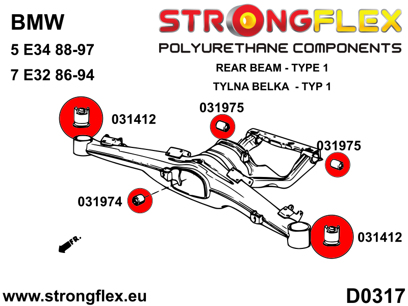 Schema montaj - Bucsa poliuretan Strongflex prindere punte spate SPORT - BMW Seria 5 - 031412A