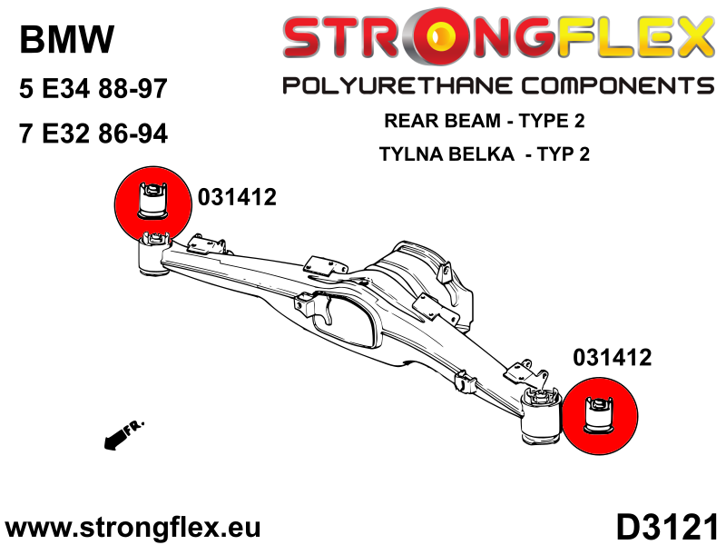 Schema montaj - Bucsa poliuretan Strongflex prindere punte spate SPORT - BMW Seria 5 - 031412A