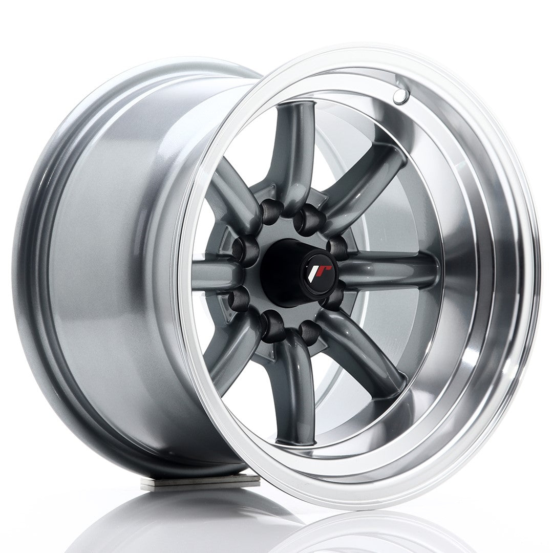 Jante Japan Racing JR19 R14 9J ET-25 Gri Metalic cu Buze CNC - PCD Configurabil