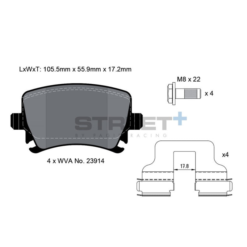 Placute Frana Spate Pagid Street+ T8049 - Audi S3 8P, Volkswagen Golf