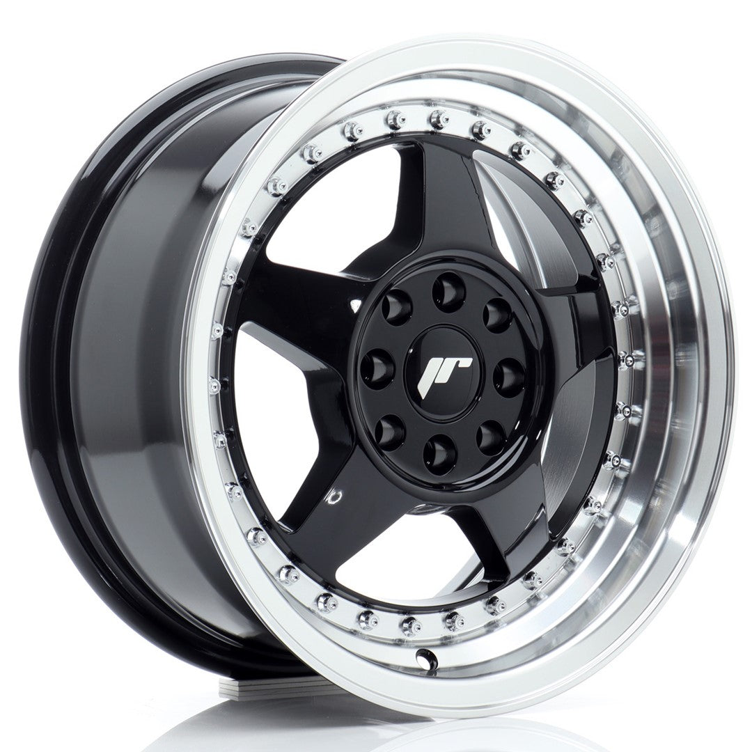 Jante Japan Racing JR6 R15 7J ET25 Negru Lucios cu Buze CNC - PCD Configurabil