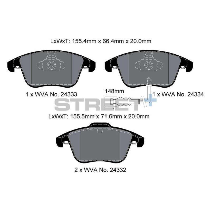 Placute Frana Fata Pagid Street+ T8219 - Audi RS Q3 8U, SEAT Alhambra s.a.