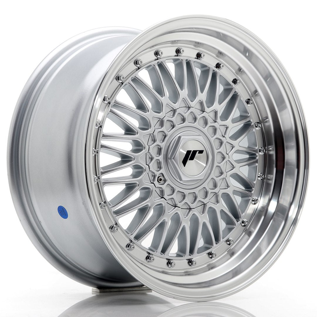 Jante Japan Racing JR9 R17 8.5J ET20 Argintiu cu Buze CNC si Nituri - PCD Dubla 4x100/4x108