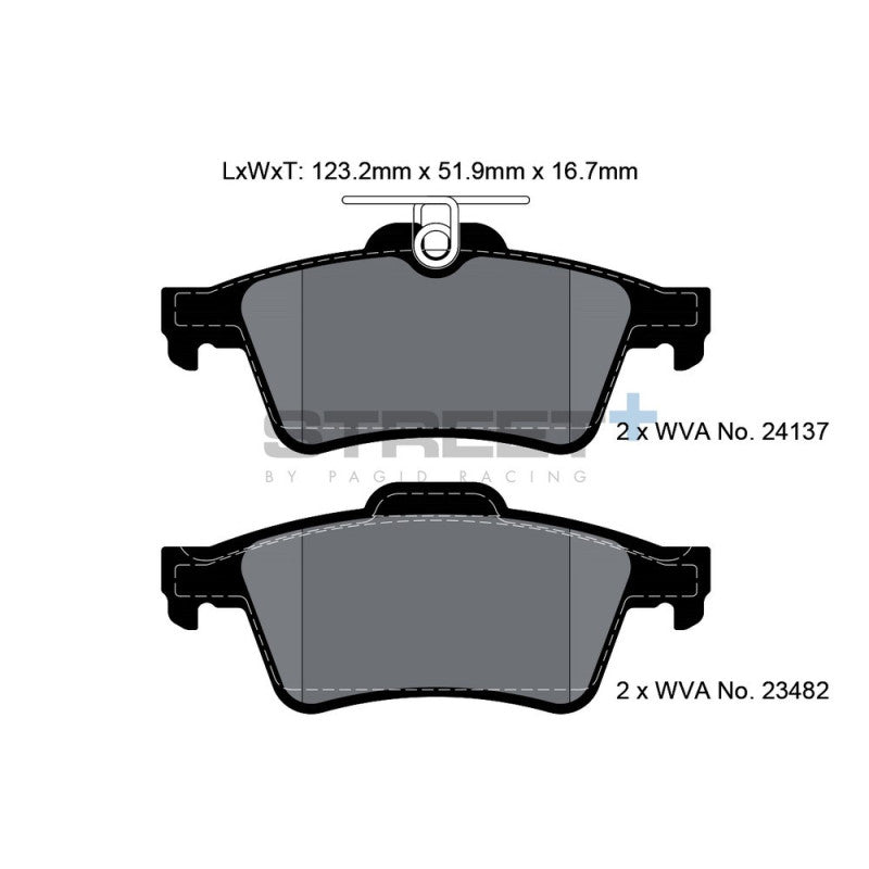 Placute Frana Spate Pagid Street+ T8057 - Ford Focus MK2 ST, Ford Focus MK3 ST s.a.