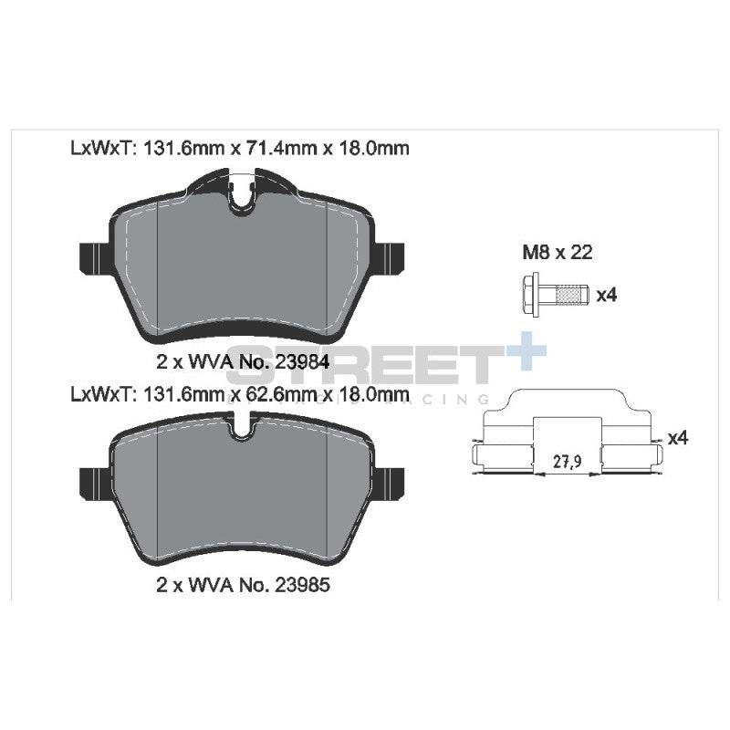 Placute Frana Fata Pagid Street+ T8303 - Mini R50