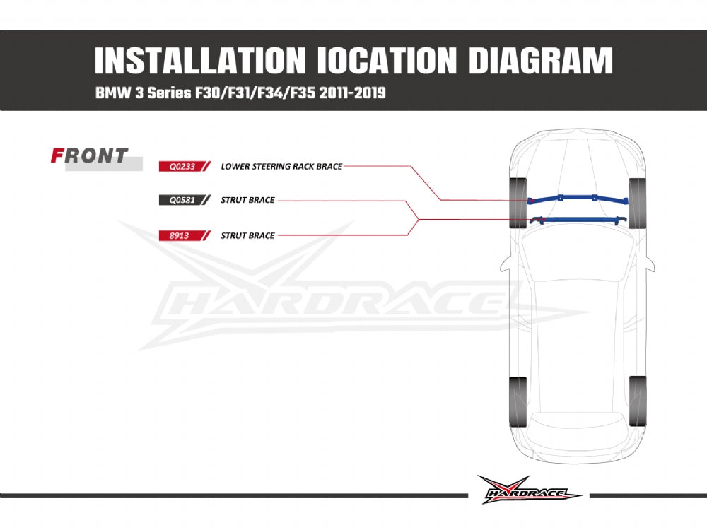 Bara rigidizare telescoape fata Hardrace pentru BMW M140i / Seria 3 - Q0581