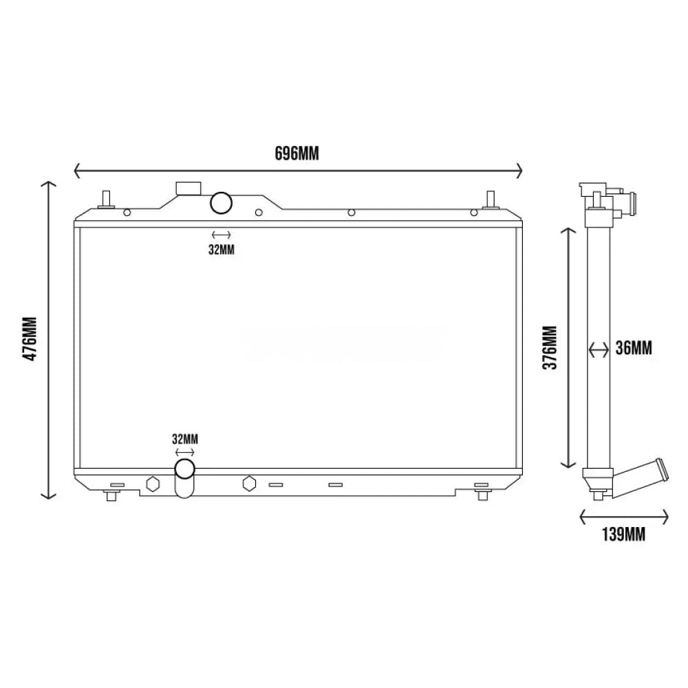 Radiator de apa Tegiwa din aluminiu pentru Honda Civic Type R FN2 2007-2011