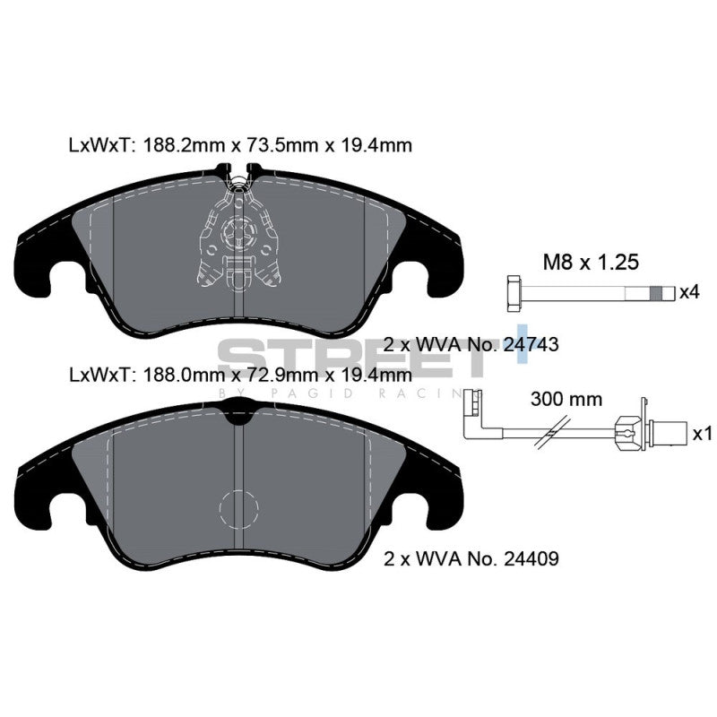Placute Frana Fata Pagid Street+ T8093 - Audi A4 B8