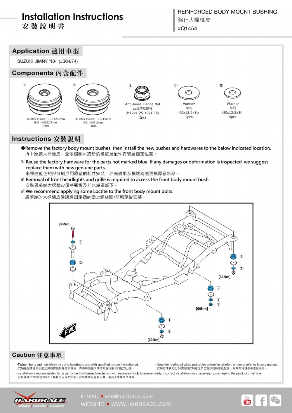 Set bucse prindere caroserie Hardrace pentru Suzuki Jimny - Q1454