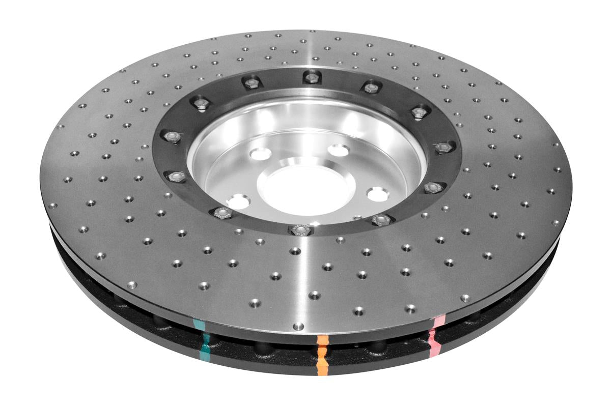 Disc Frana DBA 5000 Series Crossed Drilled & Dimpled Silver Hat Fata 380mm Audi A8 / Audi SQ5 DBA52774SLVXD