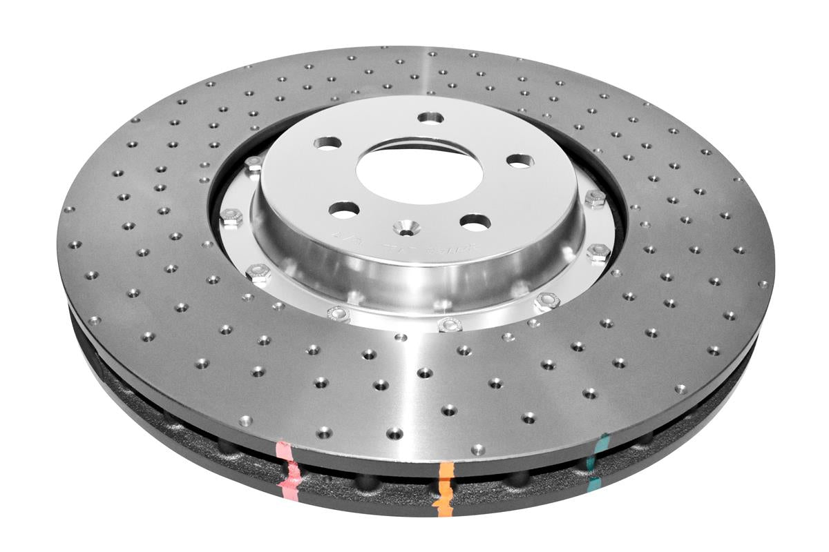 Disc Frana DBA 5000 Series Crossed Drilled & Dimpled Silver Hat Fata 380mm Audi A8 / Audi SQ5 DBA52774SLVXD