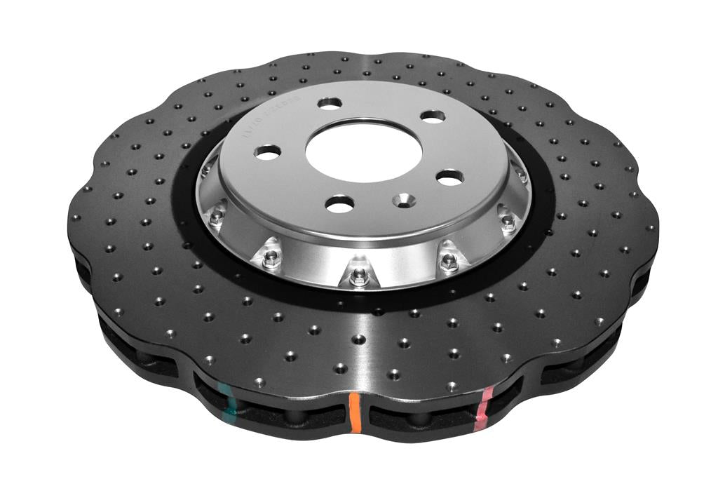 Disc Frana DBA 5000 Series Crossed Drilled & Dimpled Silver Hat Fata 345mm Audi/Porsche DBA52832WSLVXD