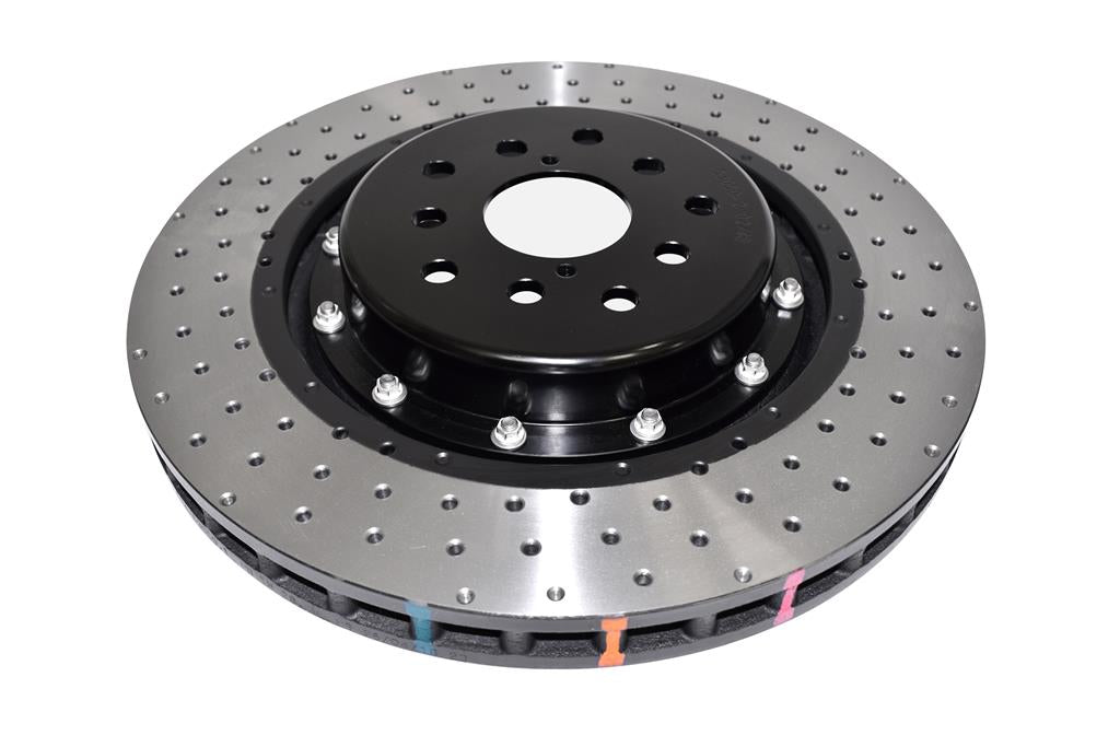 Disc Frana DBA 5000 Series Crossed Drilled & Dimpled Black Hat Fata 340mm Subaru WRX STI DBA53050BLKXD-10
