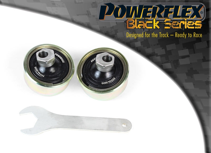 Bucse poliuretan Powerflex brat fata, prindere spate (reglabila pe caster, anti-ridicare) - Mitsubishi Lancer Evo 7 / 8 / 9 - Negru (2 buc)