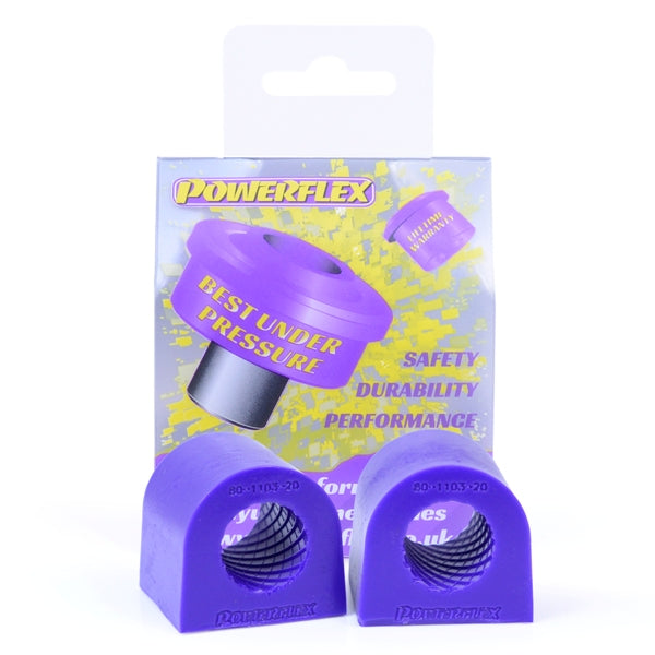 Bucse poliuretan Powerflex bara stabilizatoare fata 20mm - Alfa Romeo MiTo 955, Fiat Punto 199, Opel Corsa D / E - Mov (2 buc)