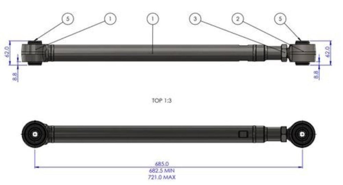 Kit brat longitudinal inferior reglabil SuperPro pentru Toyota Land Cruiser - TRC1139