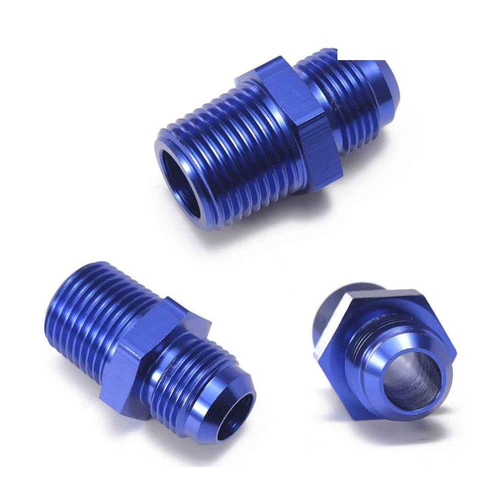 Adaptor Drept AN6 la 1/8 NPT Tata-Tata, Aluminiu Albastru, Let's Race