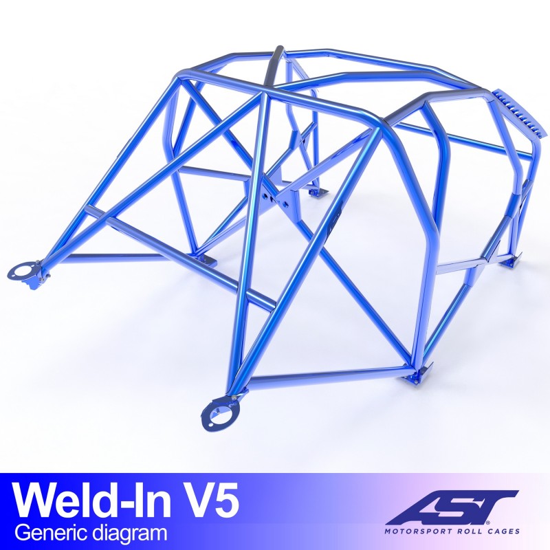 AST Roll Cage V5 8-puncte (Weld-In) pentru AUDI A1 (8X) 3 usi Hatchback Quattro