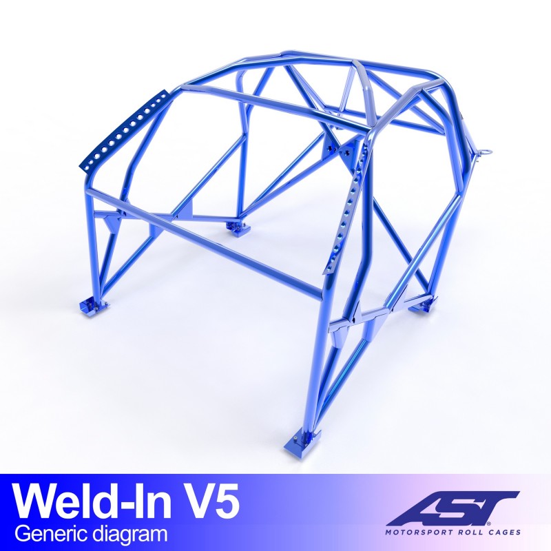 AST Roll Cage V5 8-puncte (Weld-In) pentru AUDI A1 (8X) 3 usi Hatchback Quattro