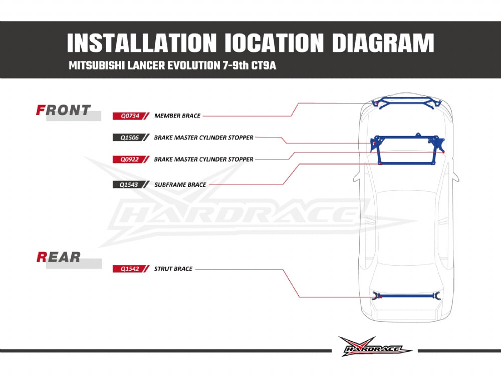 Bara rigidizare telescoape spate Hardrace pentru Mitsubishi Lancer Evo - Q1542