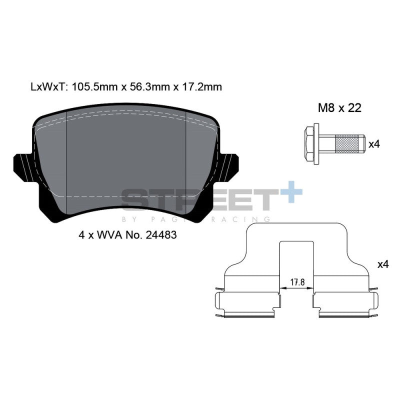 Placute Frana Spate Pagid Street+ T8075 - Audi RS Q3 8U, SEAT Alhambra s.a.