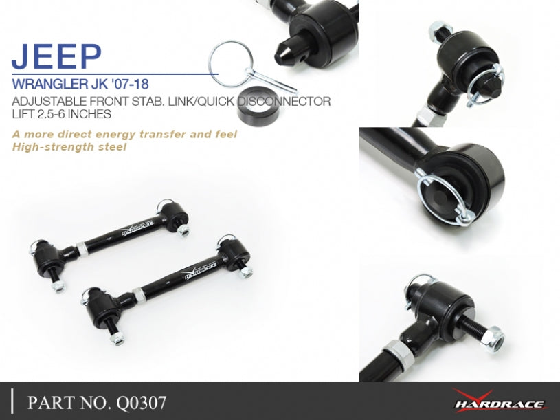 Bielete antiruliu reglabile, cu decuplare rapida Hardrace pentru Jeep Wrangler - Q0307
