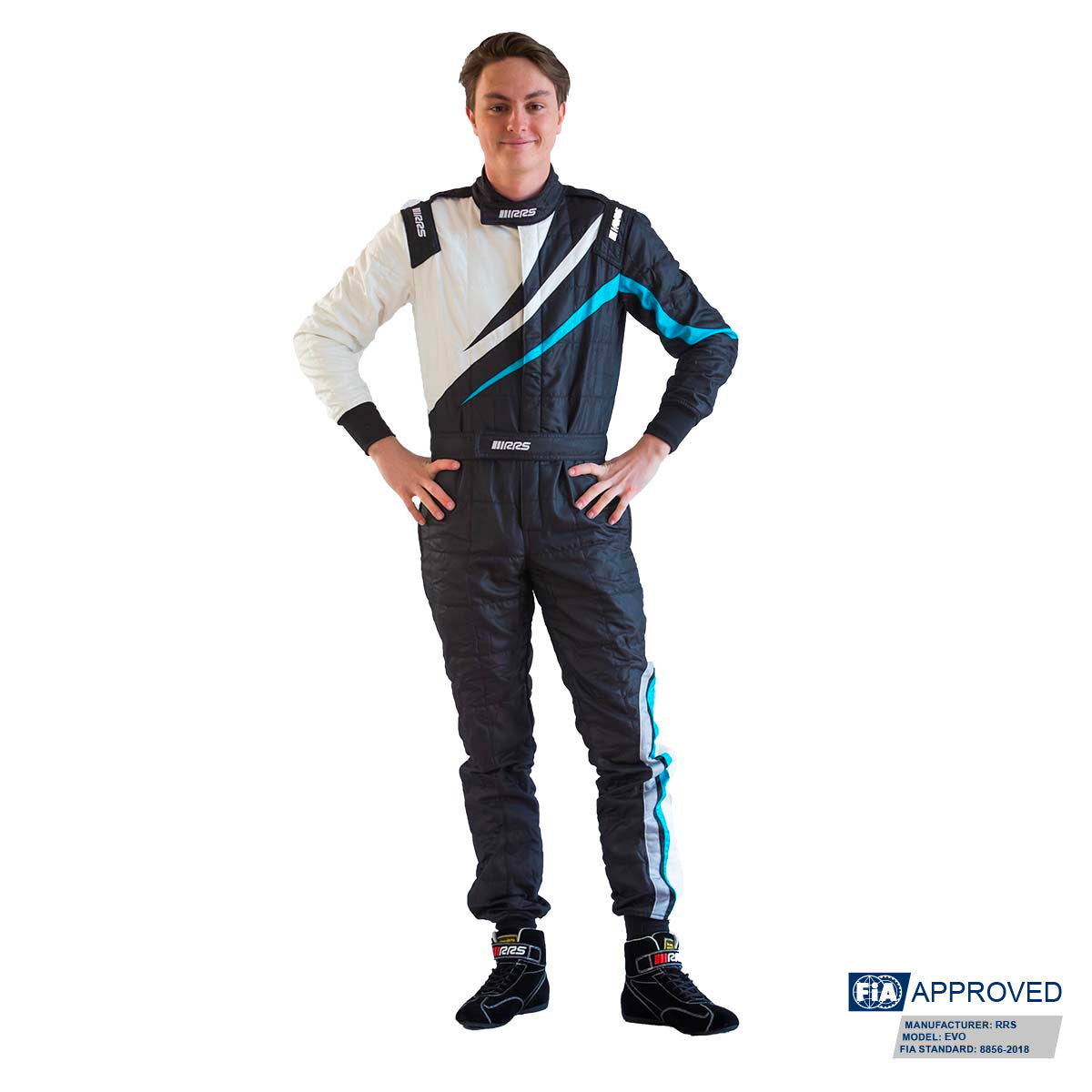 Combinezon FIA RRS RACE SUIT EVO DYNAMIC BLACK / LIGHT BLUE