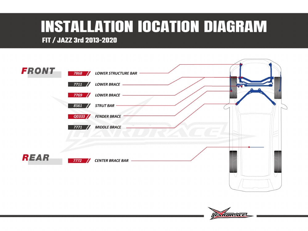 Bara rigidizare fata central Hardrace pentru Honda Jazz - 7771
