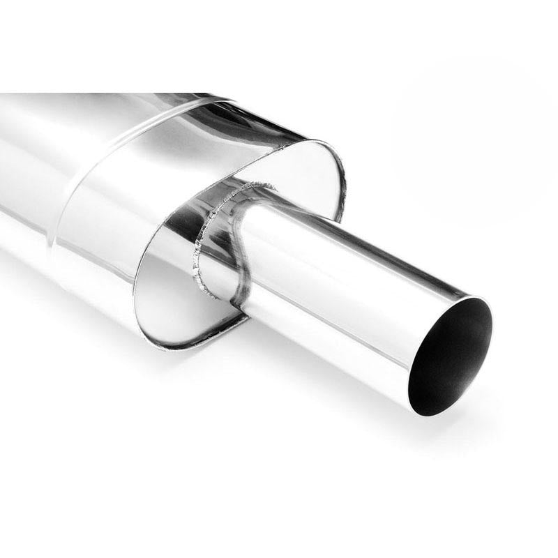 Elliptical end silencer, stainless, 130x220 mm, 89 mm tip, tip length 200 mm, straight-cut tip, E208