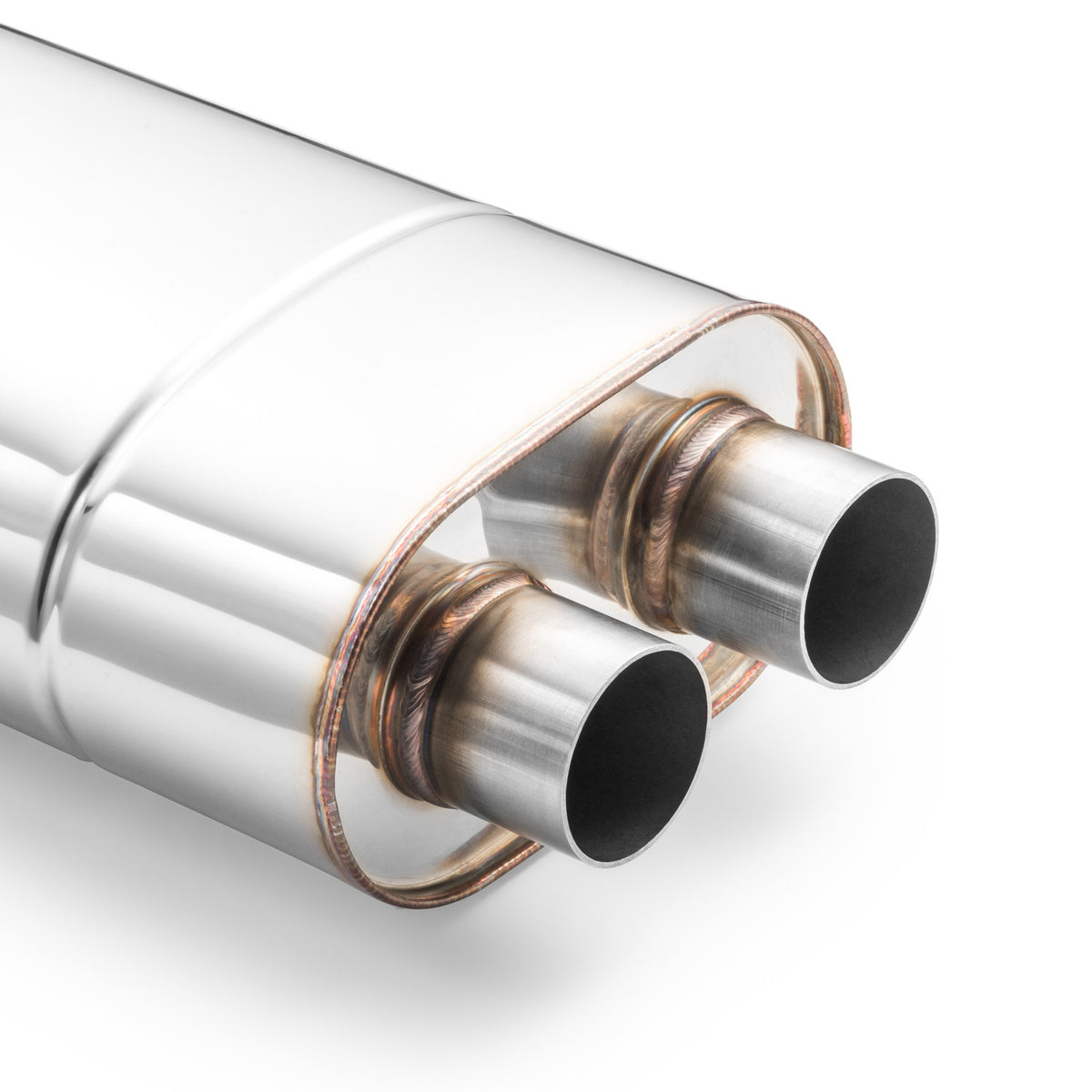 Toba universala eliptica inox 180x100 mm, iesire dubla 2x50 mm, teava singura centrata, EM004