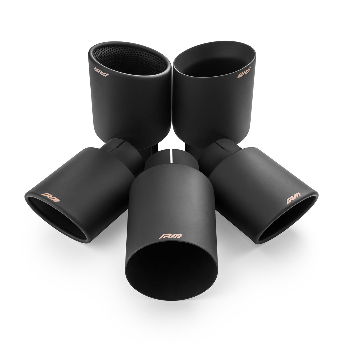 Angle-cut exhaust tip with cut edge, black ceramic stainless steel KSCC