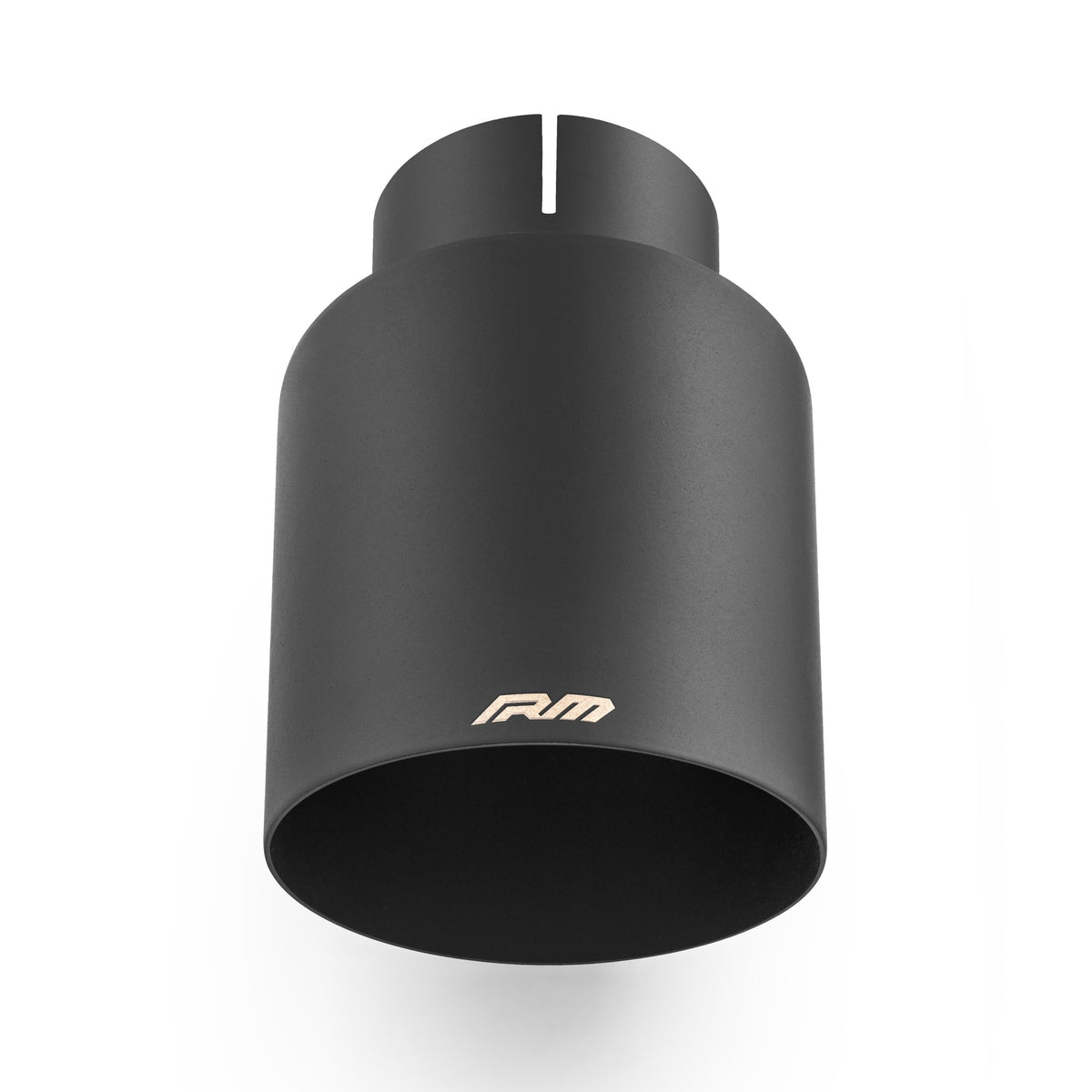 Angle-cut exhaust tip with cut edge, black ceramic stainless steel KSCC