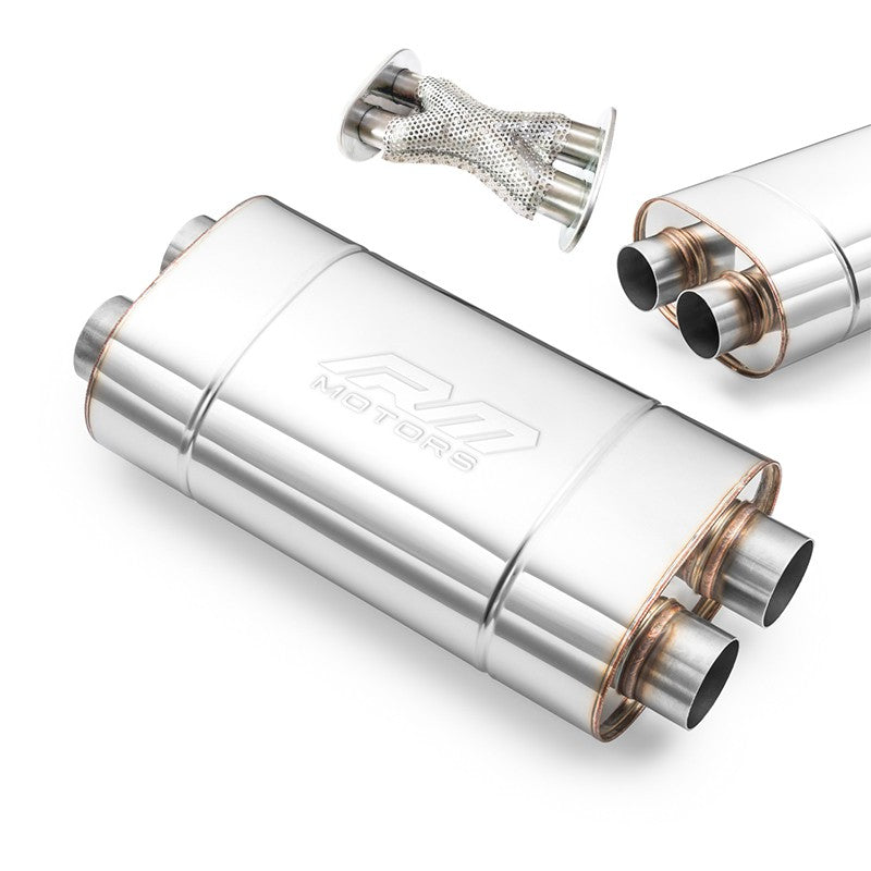 Universal elliptical silencer with X-pipe, stainless, 130x220 mm, EX006