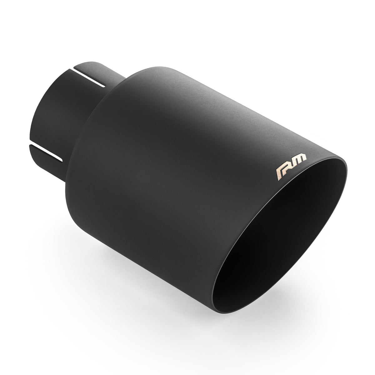 Angle-cut exhaust tip with cut edge, black ceramic stainless steel KSCC