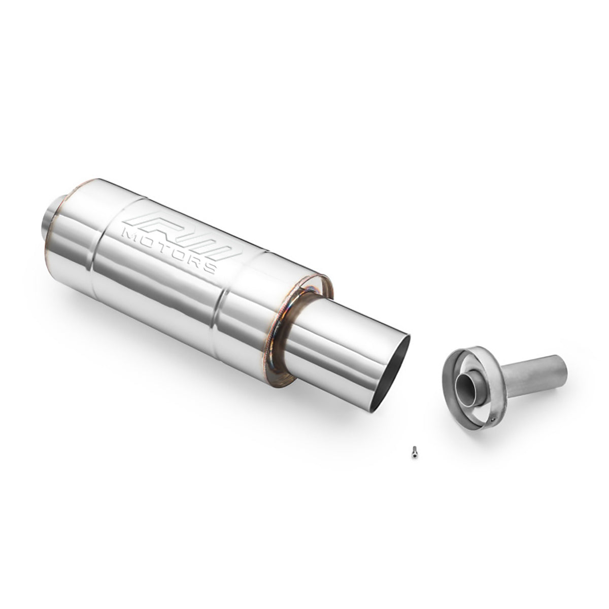 Round straight-through end silencer, stainless, body 150 mm, length 350 mm, TOK2