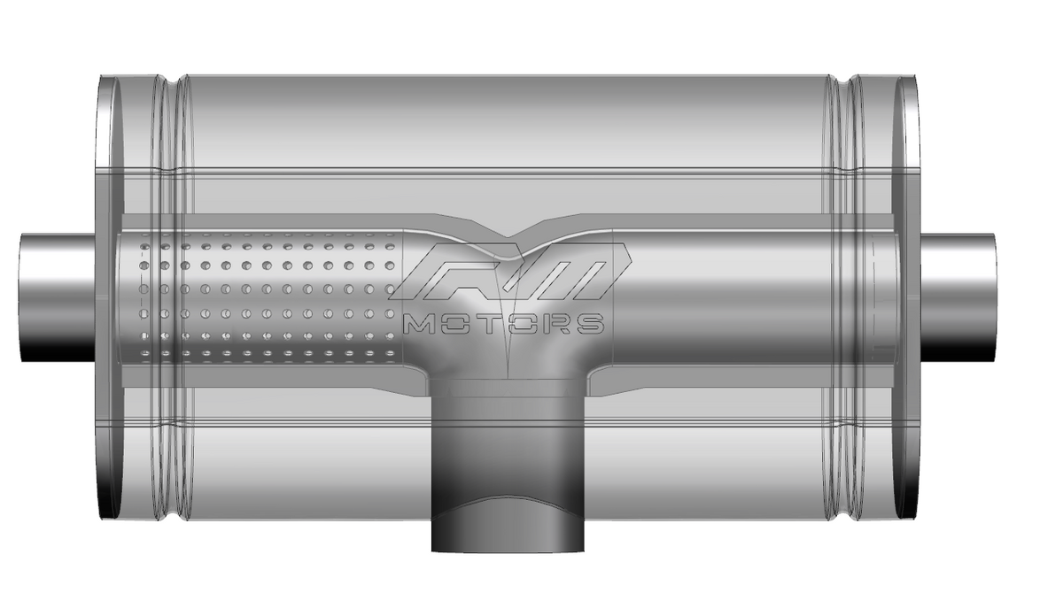 Transverse straight-through silencer, stainless, E503
