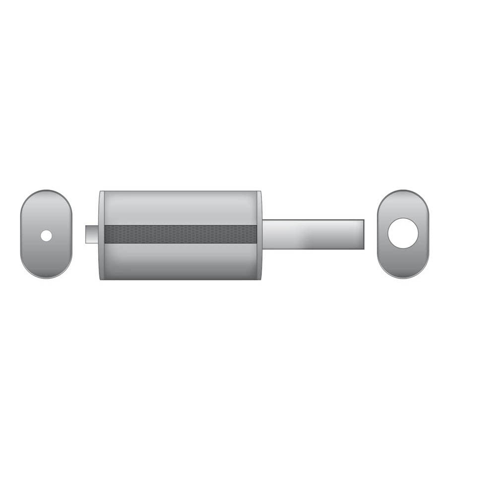 Elliptical end silencer, stainless, 130x220 mm, 76 mm tip, tip length 250 mm, straight-cut tip, E202
