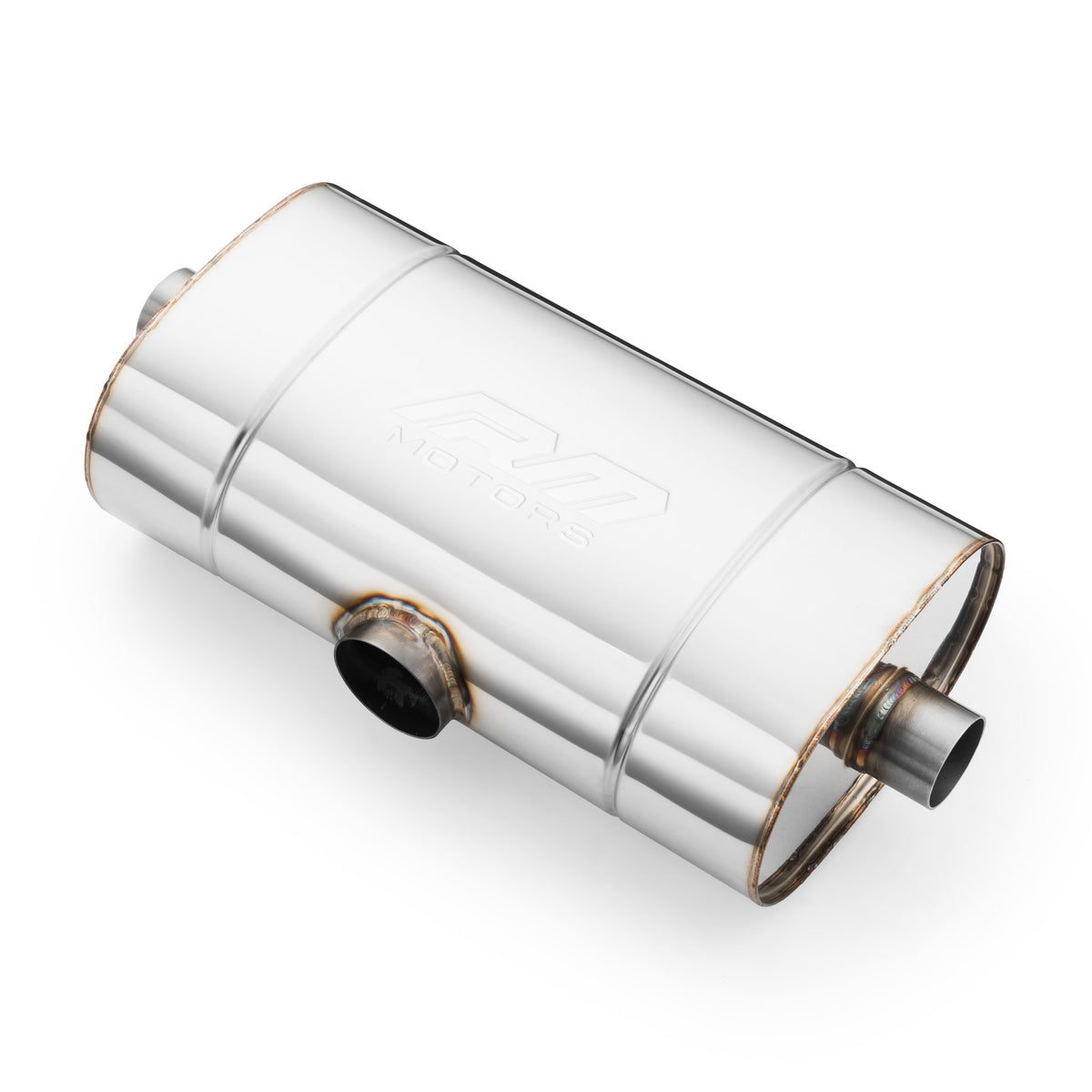 Transverse straight-through silencer, stainless, E503
