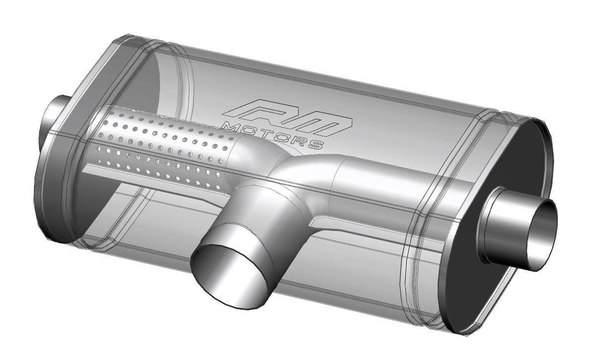 Transverse straight-through silencer, stainless, E503