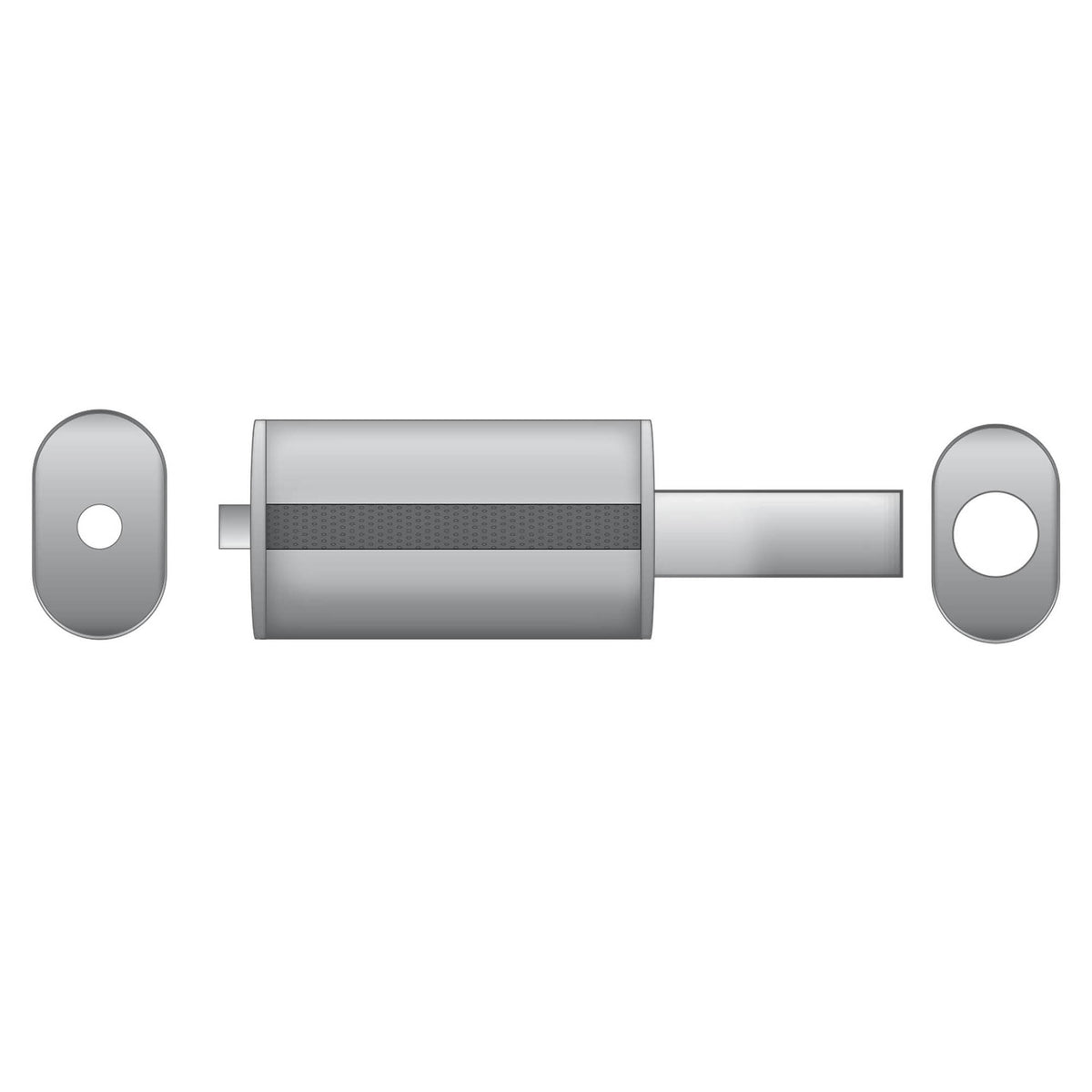 Elliptical end silencer, stainless, 130x220 mm, 89 mm tip, tip length 200 mm, angle-cut tip, E209