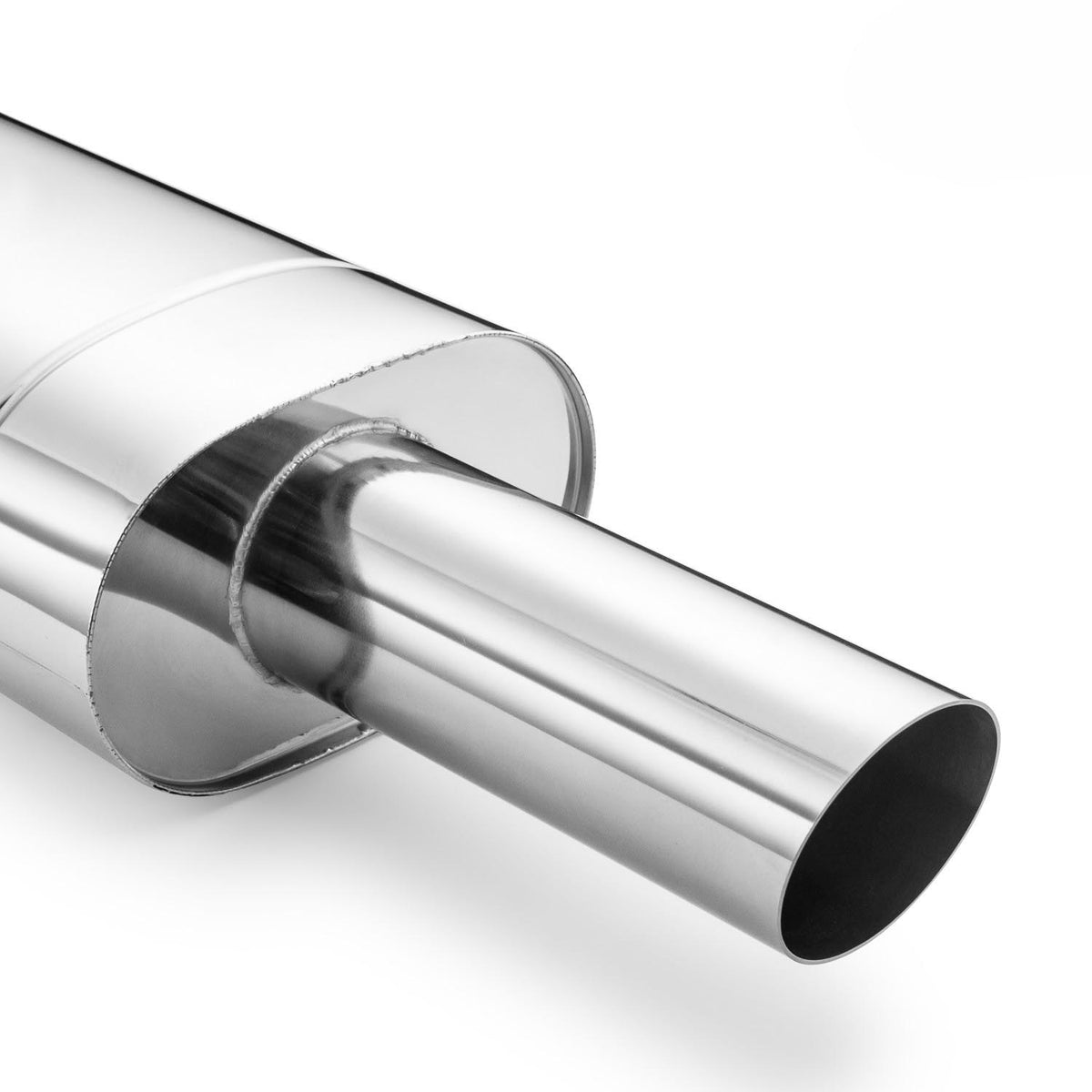 Elliptical end silencer, stainless, 130x220 mm, 89 mm tip, tip length 200 mm, angle-cut tip, E209
