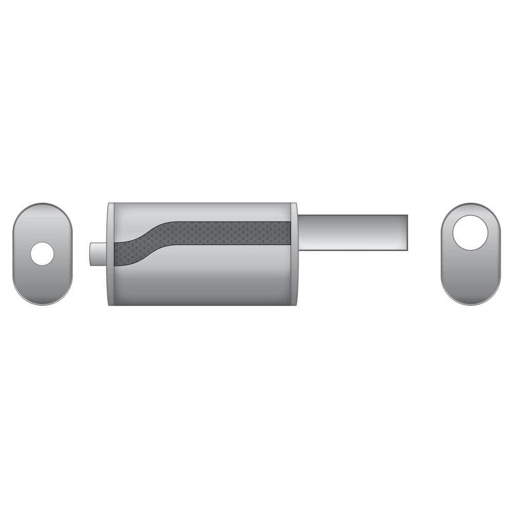 Elliptical end silencer, stainless, 130x220 mm, 76 mm tip, tip length 250 mm, offset pipes, E203H